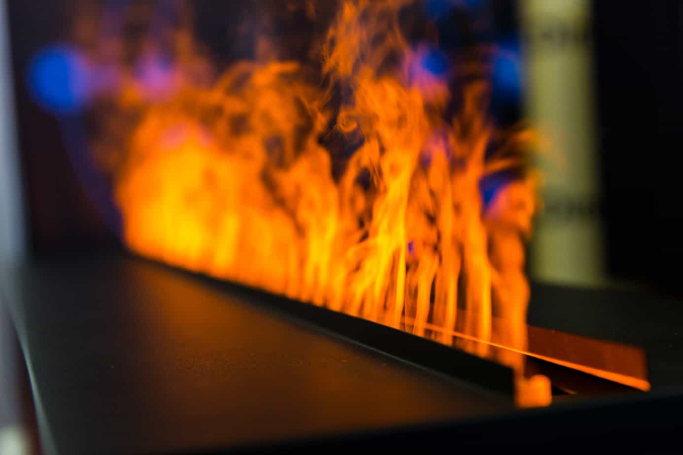 Flame line from gas fireplace, closeup