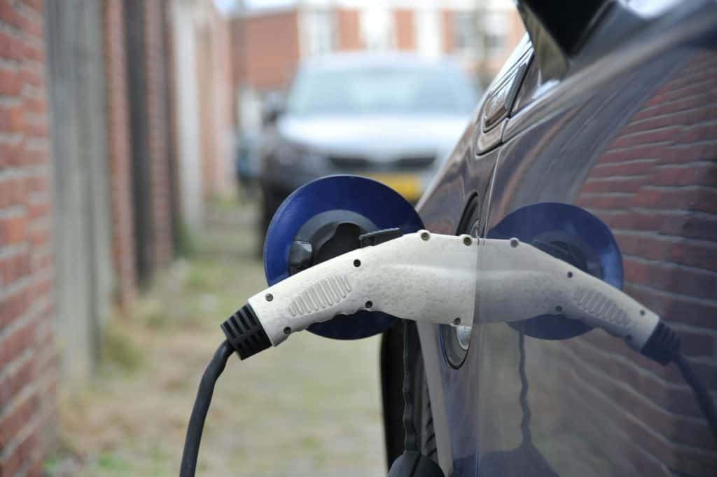 Close up of car EV charging
